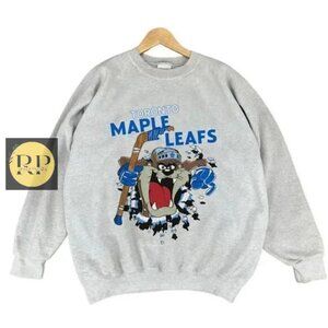 Toronto Maple Leafs looney tunes graphic ash color Sweatshirt men women '99